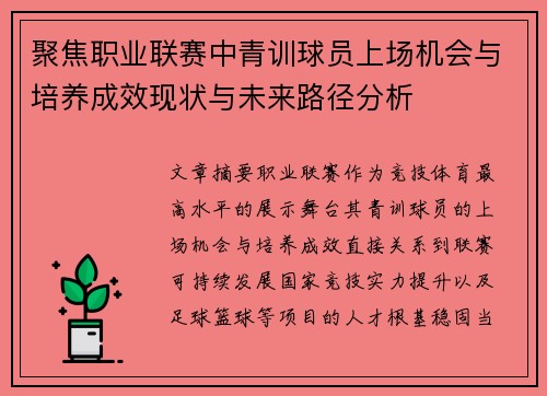 聚焦职业联赛中青训球员上场机会与培养成效现状与未来路径分析 聚焦职业联赛中青训球员上场机会与培养成效现状与未来路径分析